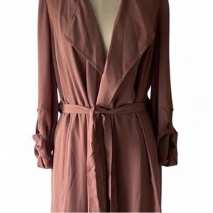 Terracotta long wrap Cardigan- Belted Trench Coat-XL